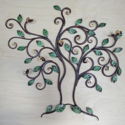 Attaccapanni decorativo a parete in ferro battuto albero della vita - ART BF COLORE H FRB