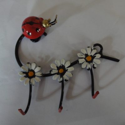 Porta chiavi o appendino da parete in ferro battuto con coccinella -  ART G 93 FR -