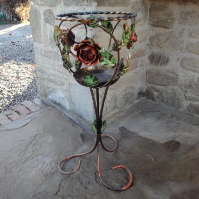 Porta vaso in ferro battuto ( colonna 1 posto con rose )- ART P 076 FR PED -