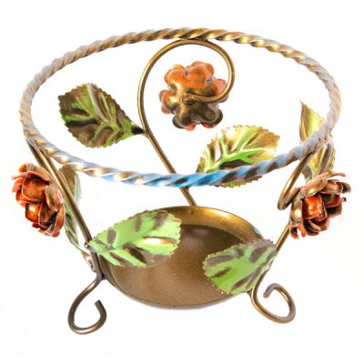 Porta vaso in ferro battuto ( da appoggio con rose - diametro 17 cm ) – ART P 034 FR PED –