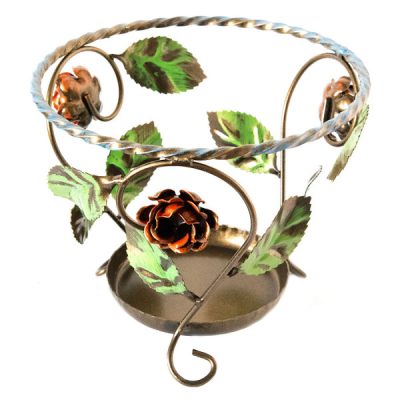 Porta vaso in ferro battuto ( da appoggio con rose diametro 27 cm ) – ART P036