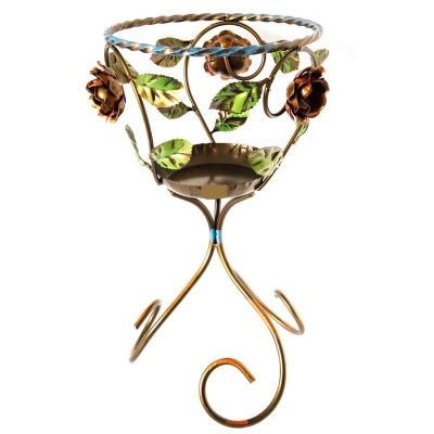 Porta vaso in ferro battuto (  colonna 1 posto con rose ) – ART P 33 FR PED –
