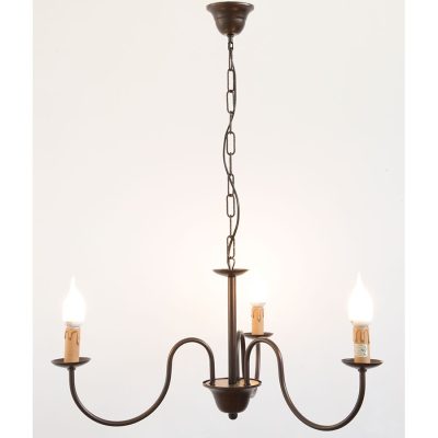 LAMPDARIO IN FERRO BATTUTO 3 LUCI  - ART LC 5 CR PED -