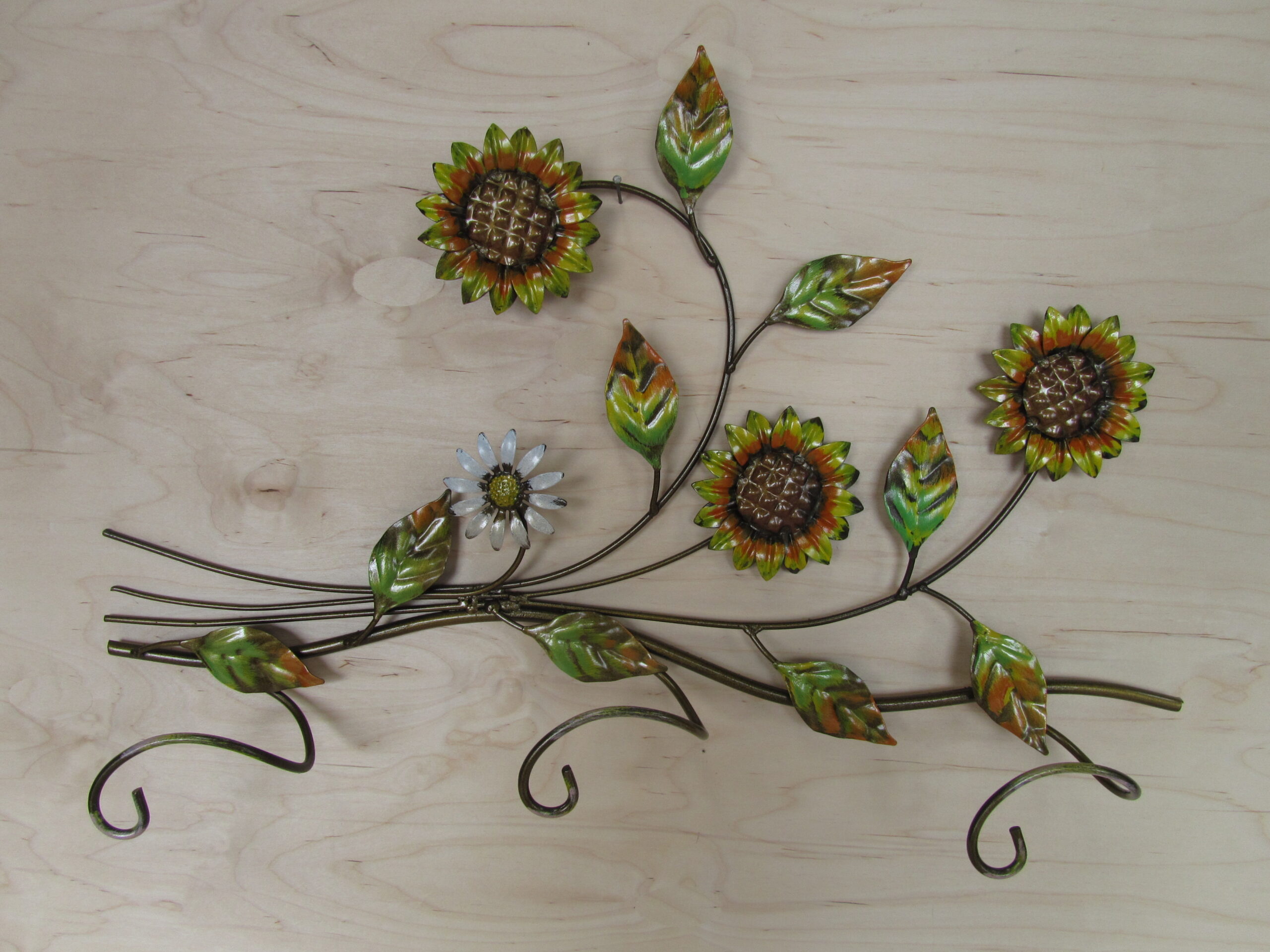 Appendiabito a parete 3 posti con girasoli in ferro battuto - ART P 0 107 PED - - immagine 3