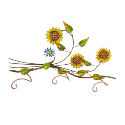 Appendiabito a parete 3 posti con girasoli in ferro battuto -  ART P 0 107 PED -