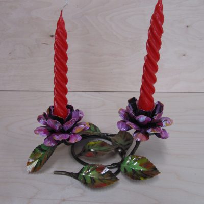 Camelia porta candela o centrotavola in ferro battuto – ART C04 FER PED - Colore n 1