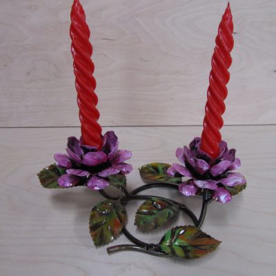 Camelia porta candela o centrotavola in ferro battuto – ART C04 FER PED – Colore n 2