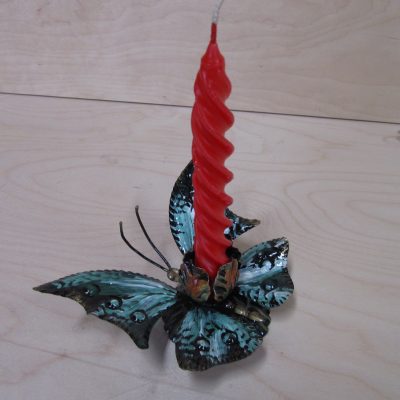 Farfalla porta candela in ferro battuto – ART F 107 PED – Colore n 39