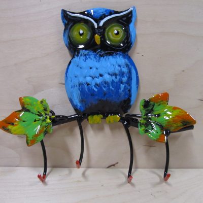 Porta chiavi da parete in ferro battuto con gufo e foglie – ART G 0 39 F –