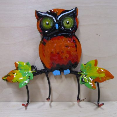 Porta chiavi da parete in ferro battuto con gufo e foglie – ART G 0 39 F –