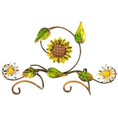 Appendiabito a parete 2 posti con girasoli in ferro battuto – ART P 0 108 2 PED –