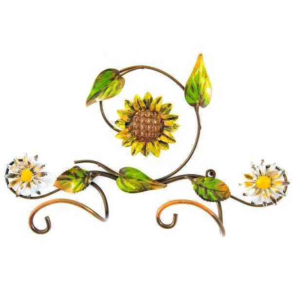 Appendiabito a parete 2 posti con girasoli in ferro battuto – ART P 0 108 2 PED –