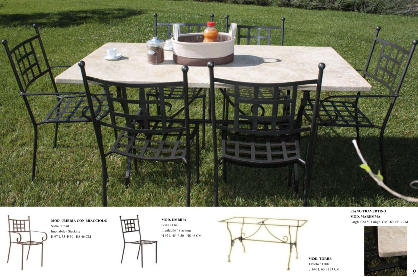 Tavolo ferro battuto giardino con sedie nuovo art.55029 consegna  gratuita